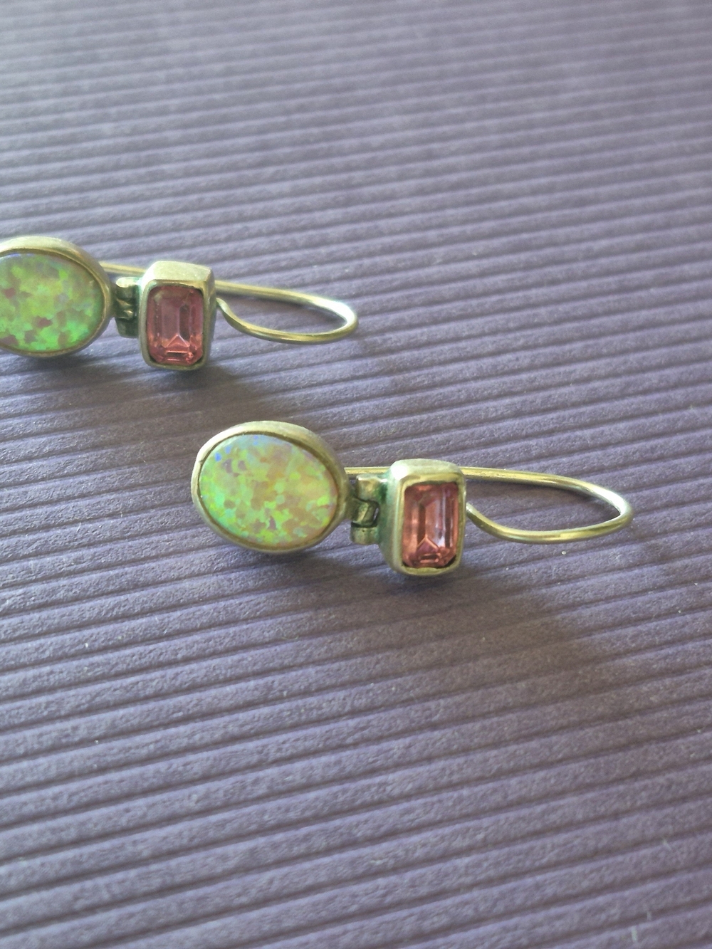 Coldwater Creek Pink Crystal and Opal Accent Drop Earrings - Picture 4 of 4